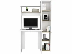 Outlet TuHome Mesa de Escritorio Heinrich, con estantes 163.1 CM A X 98.5 CM An X 42.3 CM P. / Duna Blanco