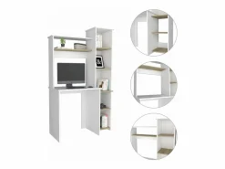 Outlet TuHome Mesa de Escritorio Heinrich, con estantes 163.1 CM A X 98.5 CM An X 42.3 CM P. / Duna Blanco