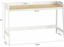 Sobuy Mesa de Escritorio, Mesa de Ordenador con un Estante,Color Blanco, L 125 x H 80 cm FWT41-WN ES
