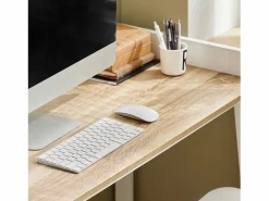 Sobuy Mesa de Escritorio, Mesa de Ordenador con un Estante,Color Blanco, L 125 x H 80 cm FWT41-WN ES