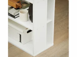 Sobuy Mesa de Escritorio, Mesa de Ordenador con un cajón y 4 estantes,Color , L 101 x H 76 cm,FWT35-W ES