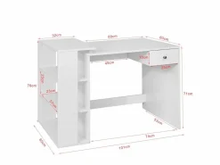 Sobuy Mesa de Escritorio, Mesa de Ordenador con un cajón y 4 estantes,Color , L 101 x H 76 cm,FWT35-W ES
