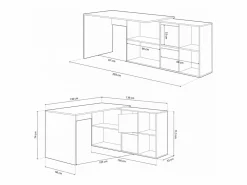 duehome Mesa de escritorio multiposición en blanco mate y cemento 136x139 cm Move Blanco Artik (Blanco Mate) - Cemento
