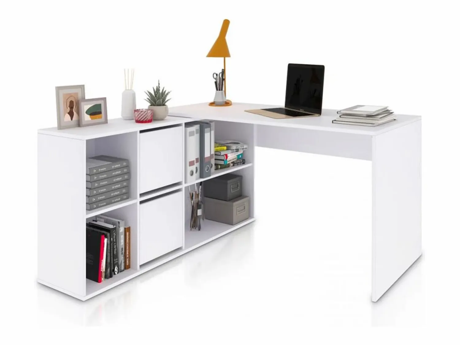 Hot duehome Mesa de escritorio multiposición en blanco mate 136x139 cm Move Blanco Artik (Blanco Mate) Gris