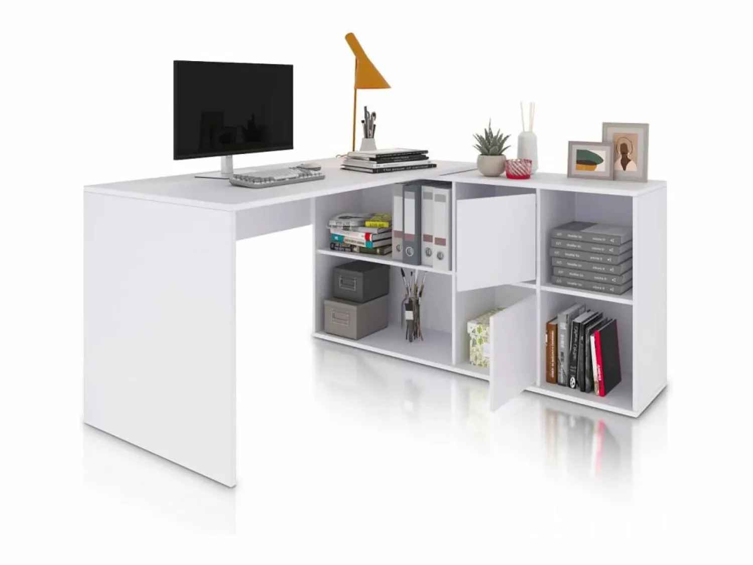 Hot duehome Mesa de escritorio multiposición en blanco mate 136x139 cm Move Blanco Artik (Blanco Mate) Gris