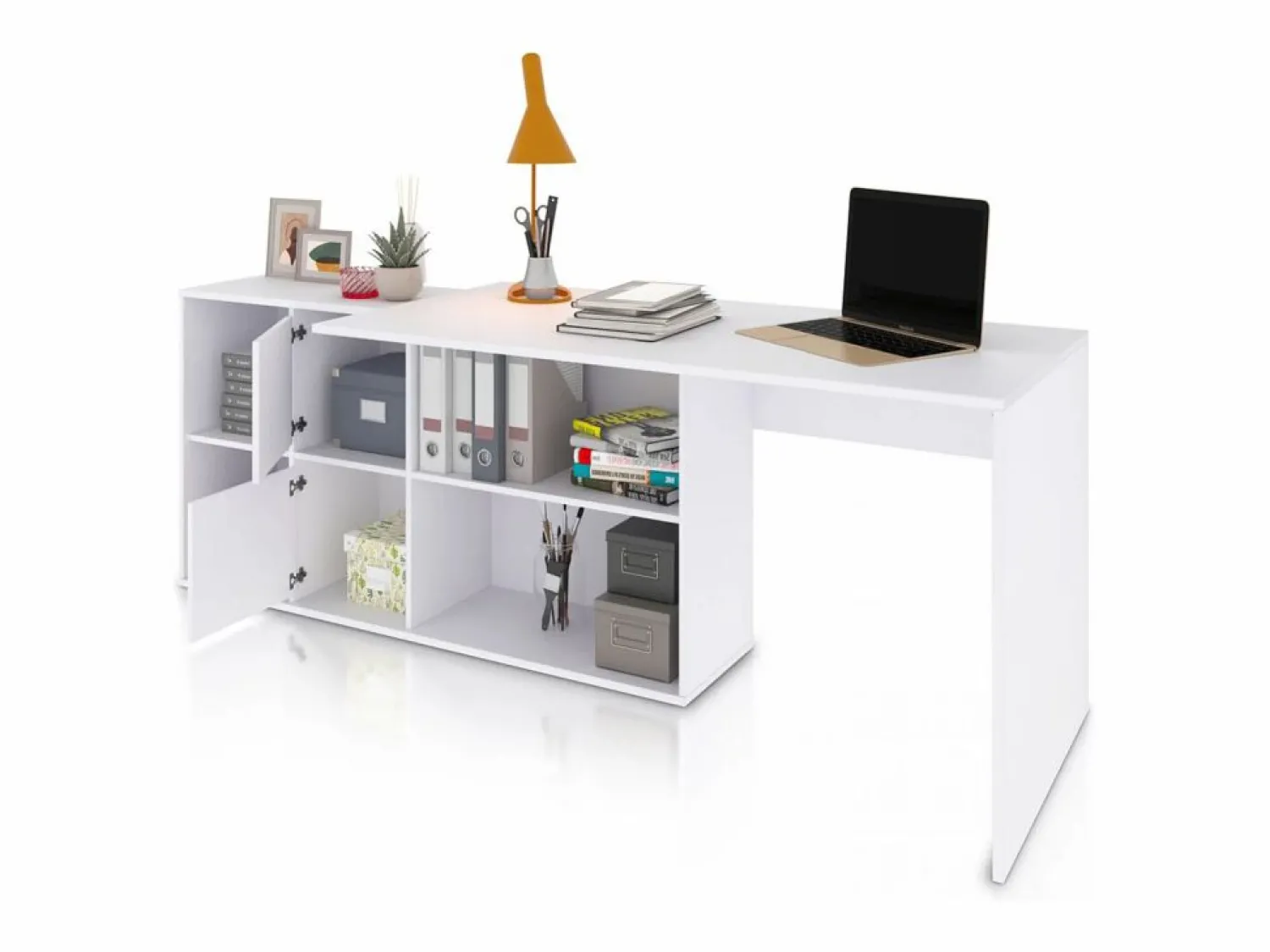 Hot duehome Mesa de escritorio multiposición en blanco mate 136x139 cm Move Blanco Artik (Blanco Mate) Gris