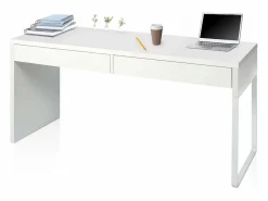 Best duehome Mesa de escritorio Roxy Blanco Artik (Blanco Mate) Gris