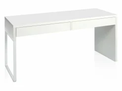 Best duehome Mesa de escritorio Roxy Blanco Artik (Blanco Mate) Gris