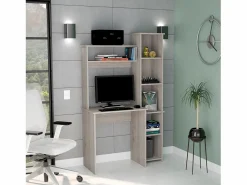 TuHome Mesa de Escritorio Versalles con estantería , 162.30 cm X 98.29 cm X 45.21 cm , Ceniza