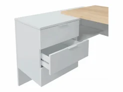 duehome Mesa de escritorio Work Blanco Artik (Blanco Mate) - Roble Canadian