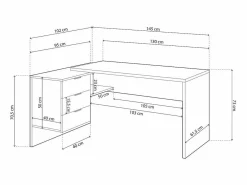 duehome Mesa de escritorio Work Blanco Artik (Blanco Mate) - Roble Canadian