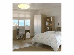 Outlet Mesa de estudio 2 cajones acabado roble cortez/blanco 75 cm(alto)120 cm(ancho)50 cm(fondo) Marru00f3n