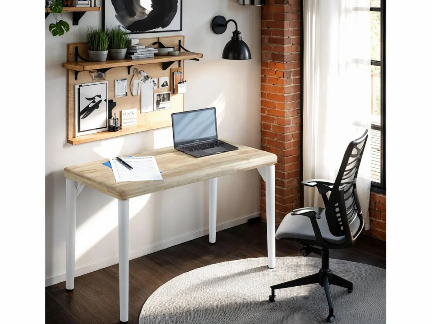 duehome Mesa de estudio Padma Blanco - Roble