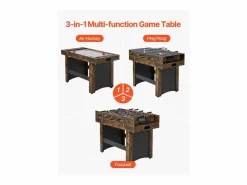 Best Mesa de Hockey de Aire SucceBuy 3 en 1 de 137 cm con Ping Pong para el Hogar y la Oficina Marru00f3n