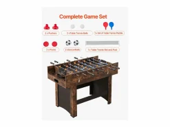 Best Mesa de Hockey de Aire SucceBuy 3 en 1 de 137 cm con Ping Pong para el Hogar y la Oficina Marru00f3n