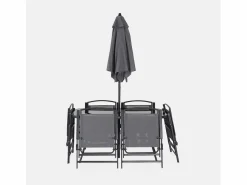 Outlet Sweeek Mesa de jardín de acero con 6 sillas y 1 sombrilla Gris