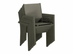 Sweeek Mesa de jardín de aluminio, 8 sillas de textileno verde kaki