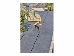 Paris Garden Mesa de jardín de aluminio y tapa de HPL efecto piedra Blanco