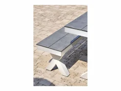 Paris Garden Mesa de jardín de aluminio y tapa de HPL efecto piedra Blanco