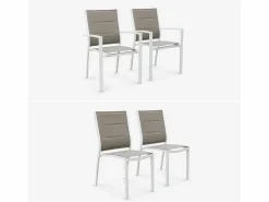 Sweeek Mesa de jardín extensible de aluminio con 8 sillas blanco