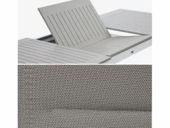 Sweeek Mesa de jardín extensible de aluminio con 8 sillas blanco