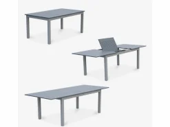 Sweeek Mesa de jardín extensible de aluminio con 8 sillas gris