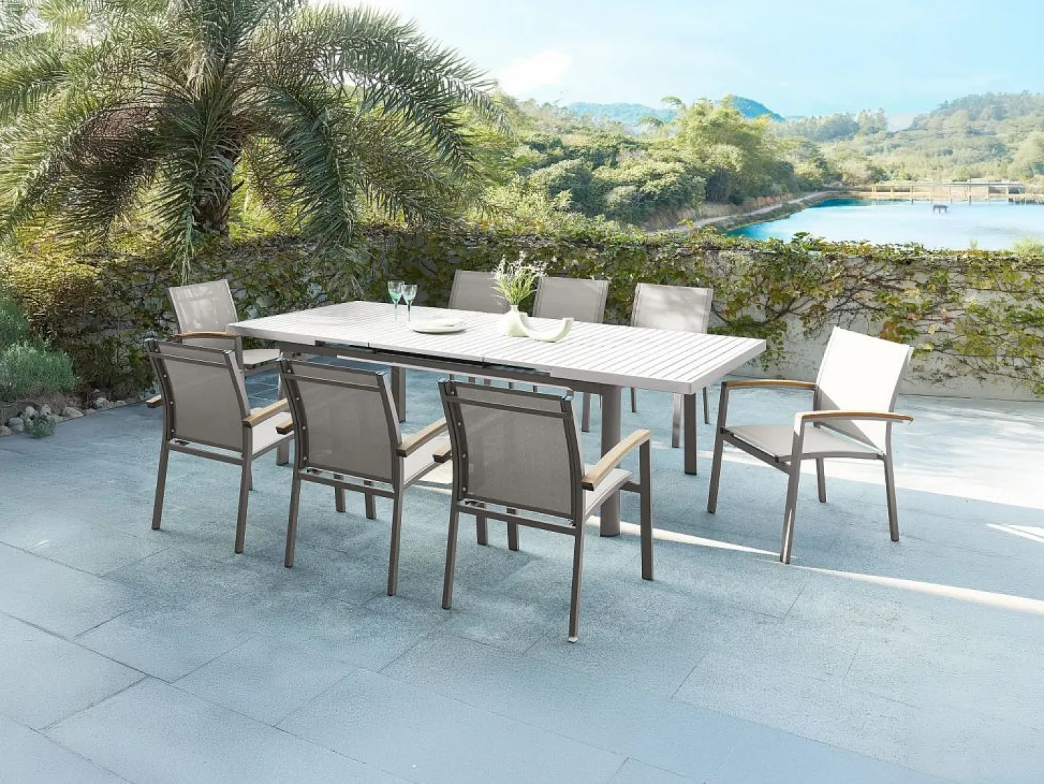 Mesa de jardín extensible alu L.180/240cm - - NAURU de Comedores De Jardín