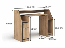 Sale Vicco Mesa de juego roble dorado 123.2x45x90 joel Color natural oscuro
