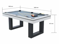 Concept-Usine Mesa de juegos multijugador 3 en 1 billar y ping-pong en madera blanca DENVER