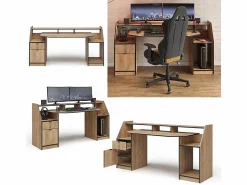 Mesa de juegos roble dorado 179.8x65.5x90.6 joel Mesa Gaming