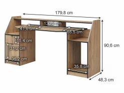 Mesa de juegos roble dorado 179.8x65.5x90.6 joel Mesa Gaming