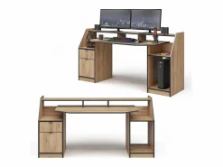 Mesa de juegos roble dorado 179.8x65.5x90.6 joel Mesa Gaming