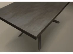 Sale Mesa de madera, acabado acero oxidado, base negra, extensible 120x80 - VOLPAIA Mesa Extensible