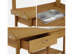 Sweeek Mesa de madera para macetas madera