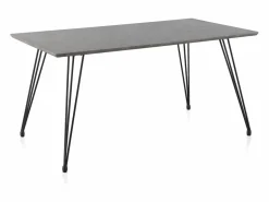 Outlet Mesa de melamina efecto cemento con patas metal 160x90 Gris