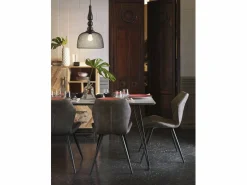 Outlet Mesa de melamina efecto cemento con patas metal 160x90 Gris
