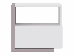 Hot Vente-unique Mesa de noche 1 cajón en color blanco y topo NAPOLI Topo / Blanco