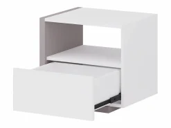 Hot Vente-unique Mesa de noche 1 cajón en color blanco y topo NAPOLI Topo / Blanco