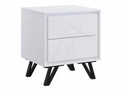 Vente-unique Mesa de noche 2 cajones con LEDs de MDF lacado - SALIANO