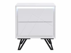 Vente-unique Mesa de noche 2 cajones con LEDs de MDF lacado - SALIANO