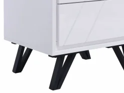 Vente-unique Mesa de noche 2 cajones con LEDs de MDF lacado - SALIANO