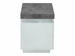 New Vente-unique Mesa de noche 2 cajones de MDF lacado blanco y cemento. HALO II Gris / Blanco