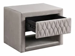 Mesa de noche con 1 cajón y 1 hueco Terciopelo - DANIELE Mesita De Noche