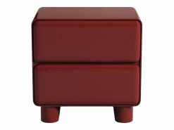 New mesa de noche con 2 cajones mdf burdeos lacado - AUNELA Colección Rouge Passion|Mesita De Noche