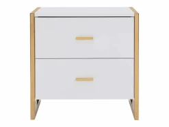 Discount Vente-unique Mesa de noche con 2 cajones de MDF lacado y dorado - OMBRELIA de Pascal Morabito Blanco