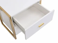 Discount Vente-unique Mesa de noche con 2 cajones de MDF lacado y dorado - OMBRELIA de Pascal Morabito Blanco