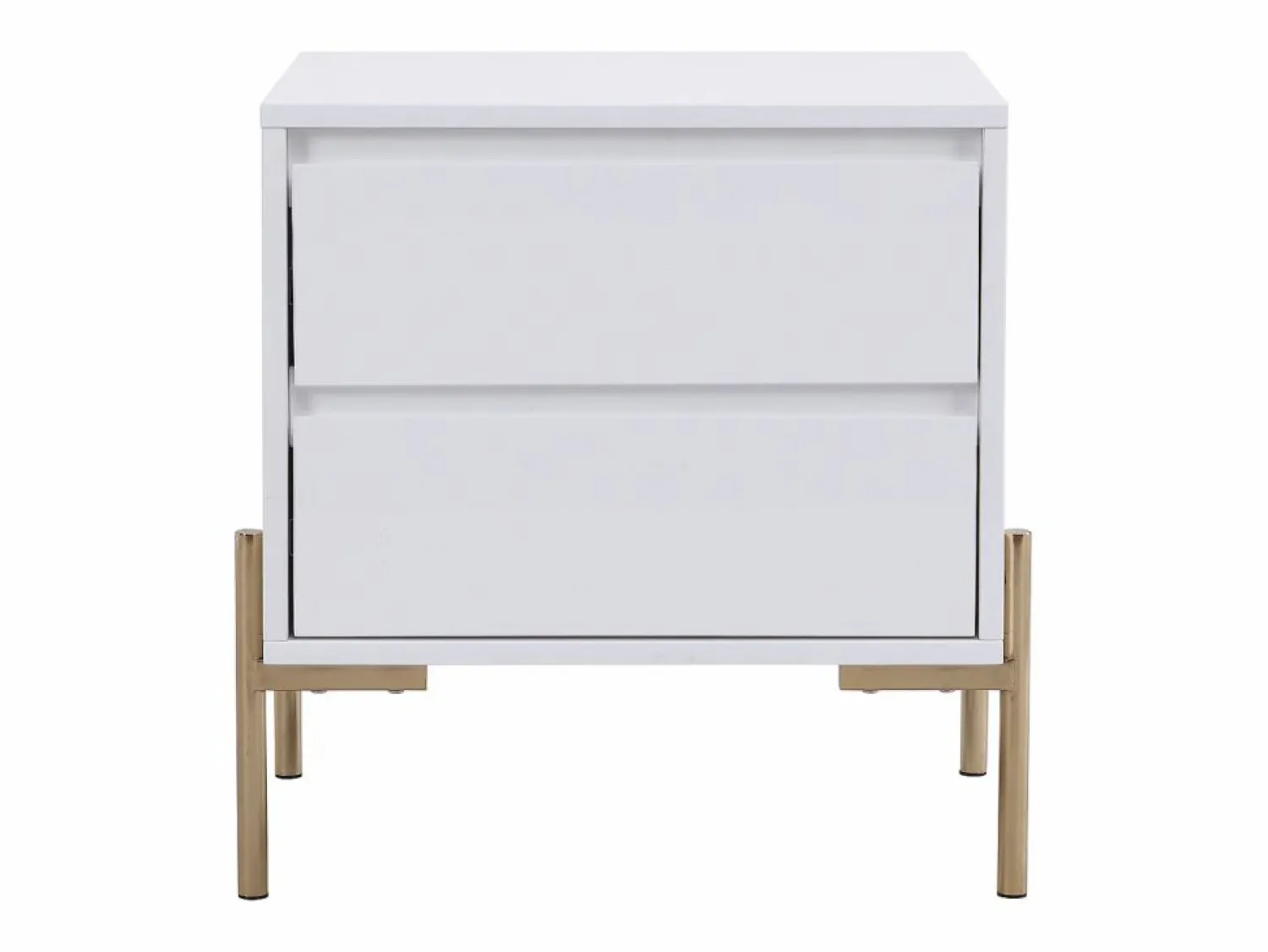 New Mesa de noche con 2 cajones de MDF y metal lacado y dorado - KORASA Mesita De Noche