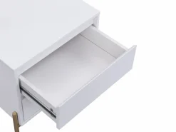 New Mesa de noche con 2 cajones de MDF y metal lacado y dorado - KORASA Mesita De Noche