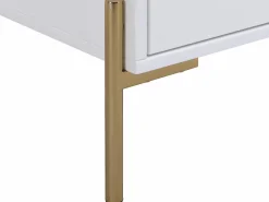 New Mesa de noche con 2 cajones de MDF y metal lacado y dorado - KORASA Mesita De Noche