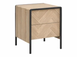 Clearance Vente-unique Mesa de noche con 2 cajones de MDF color natural y negro - TUMACO Negro / Color natural claro